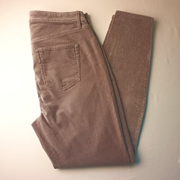 Talbots Corduroy Sparkle Jeans Size 10 High Rise Skinny Leg Grey Color - Picture 1 of 10